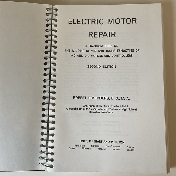 ๐ Electric Motor Repair, Second Edition by Robert Rosenberg, Spiral Bound, 1970 - Picture 7 of 17